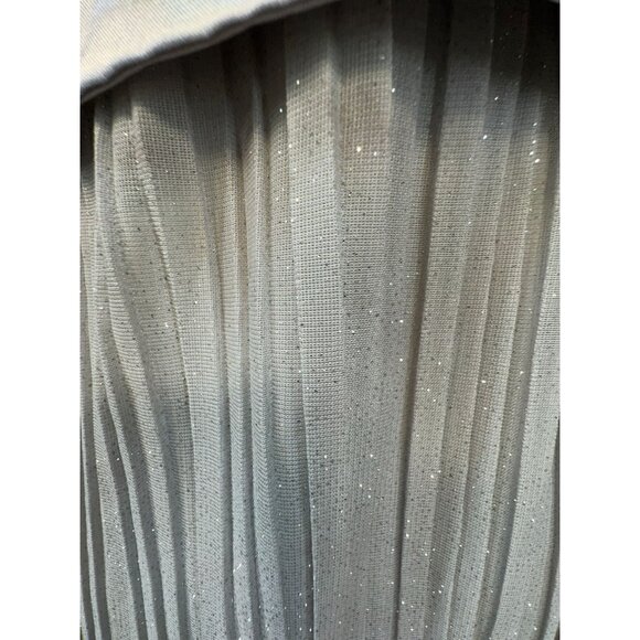 Studio 1940 Womens Halter Pleated Top Silver Sparkle Large Satin Tie Going Out - Picture 4 of 8